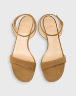 Load image into Gallery viewer, Ankle-Wrap Kitten Heel in Caramel Suede
