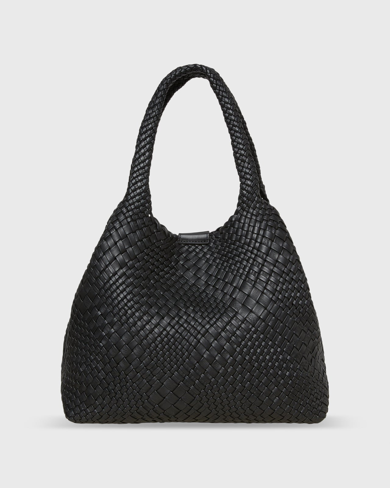 Mercato Handwoven Tote in Black Leather