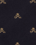 Load image into Gallery viewer, Silk Club Tie in Midnight/Maize Crown and Swords
