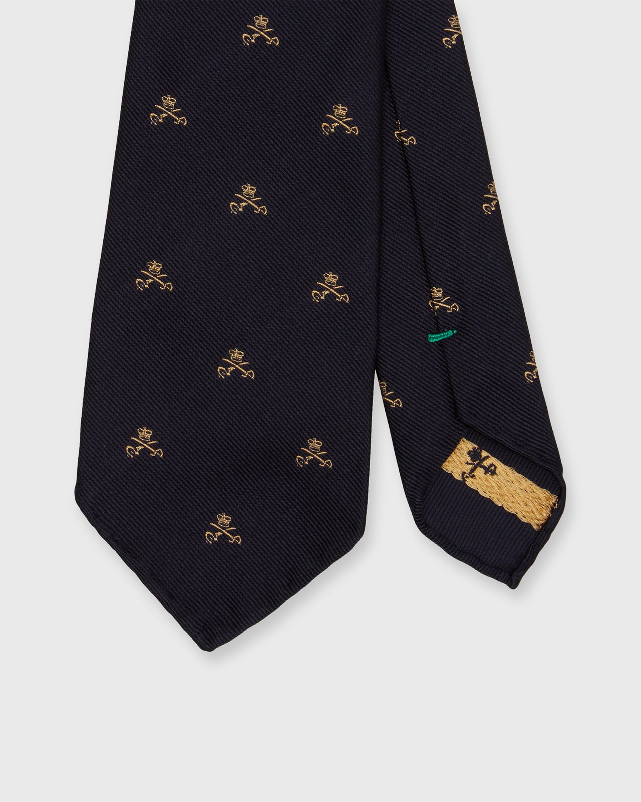 Silk Club Tie in Midnight/Maize Crown and Swords