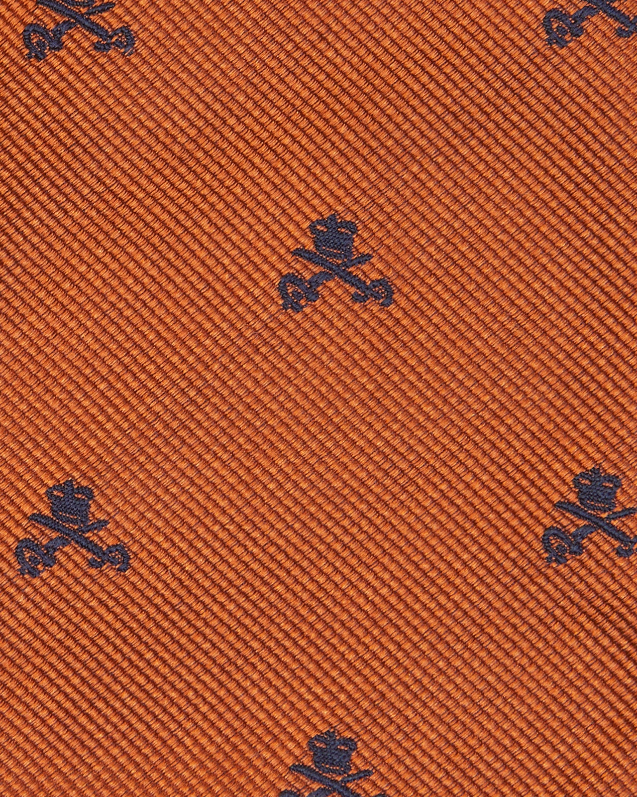 Silk Club Tie in Orange/Navy Crown and Swords