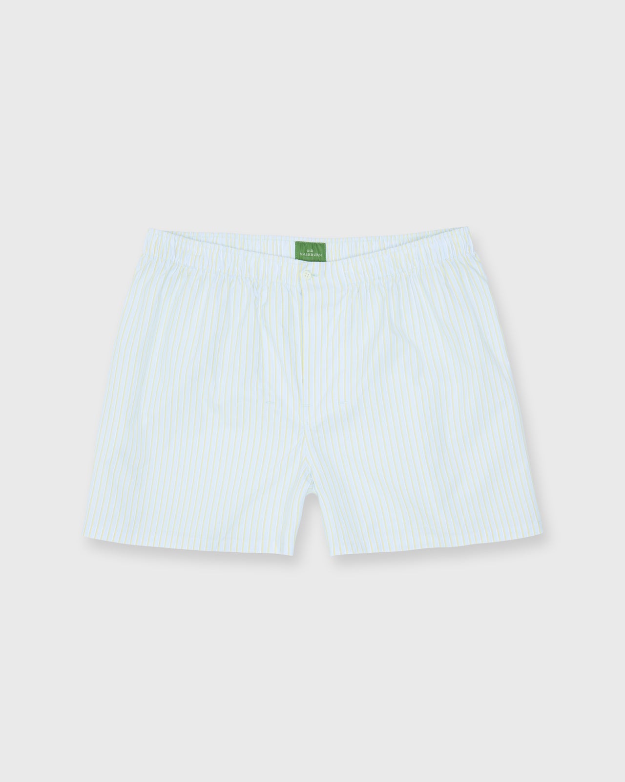 Button-Front Boxer Short in Sky/Yellow/Navy Multi Stripe Poplin