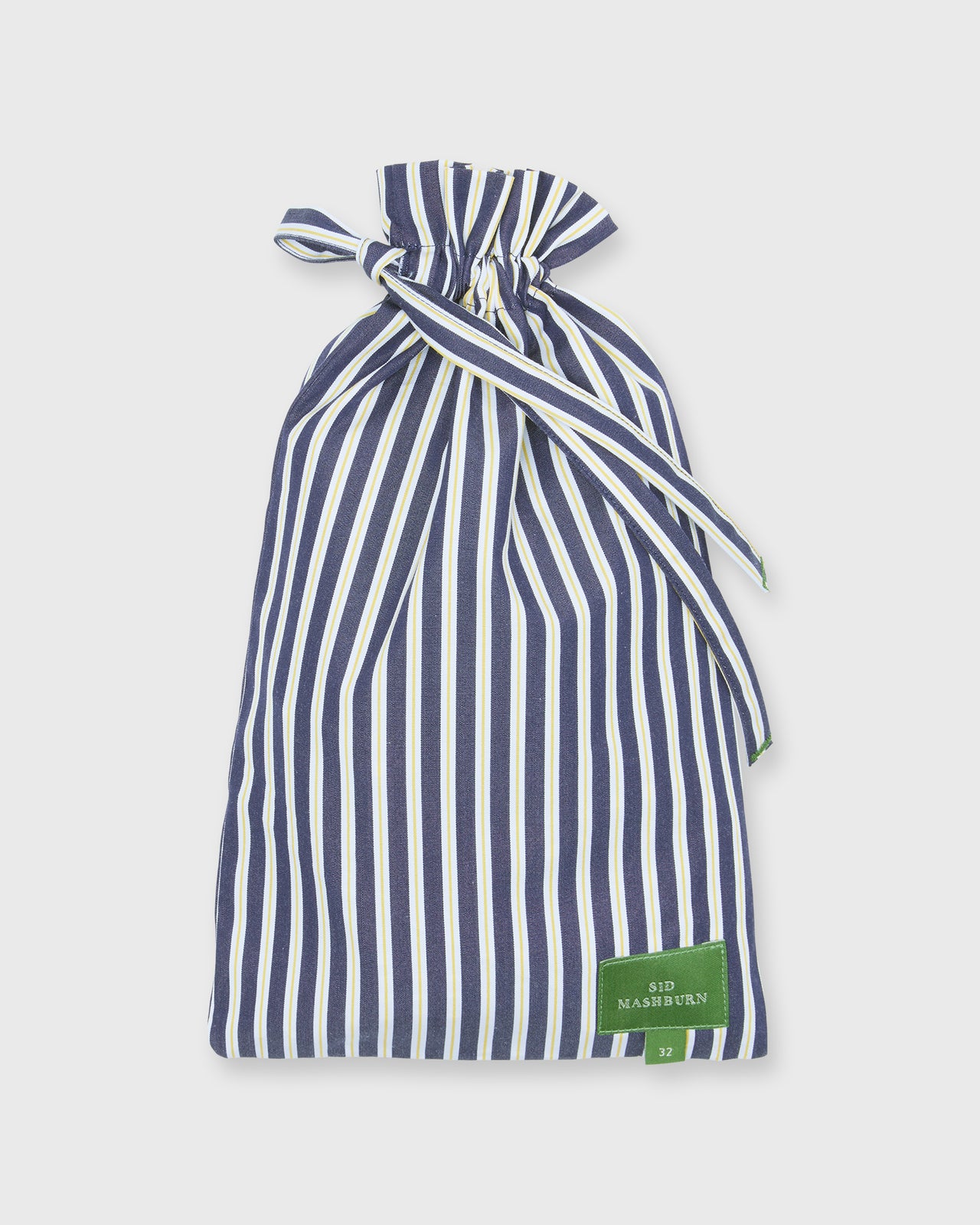 Button-Front Boxer Short in Navy/Yellow Stripe Poplin