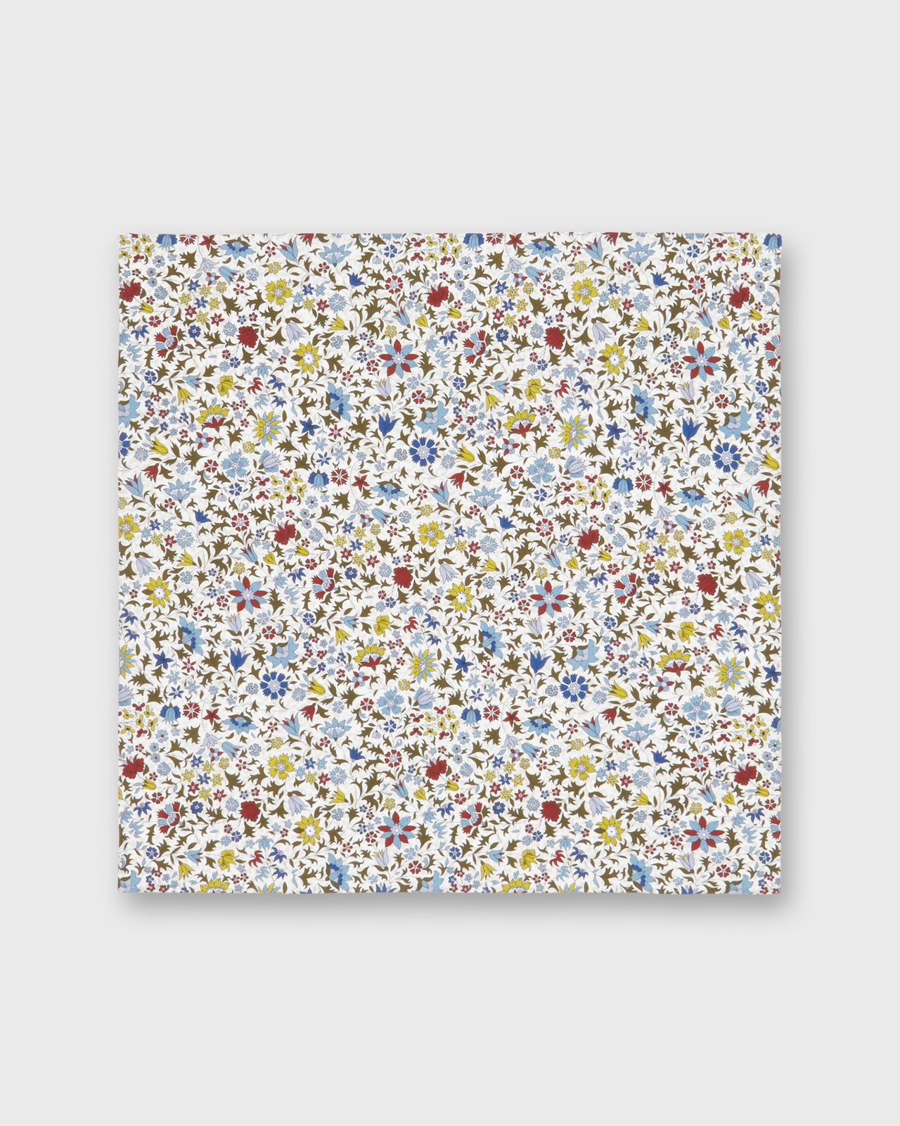 Hand-Rolled Cotton Pocket Square in Olive Godinton Garden Liberty Fabric