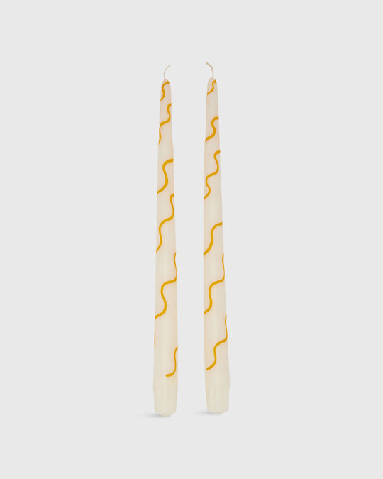 Hand-Painted Taper Candles (Set of 2) in Marigold
