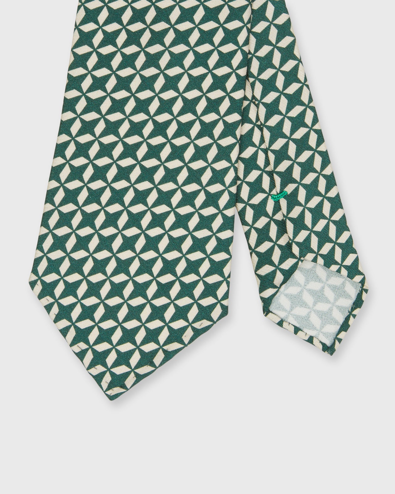 Silk Print Tie in Lake Green/Bone Mosaic