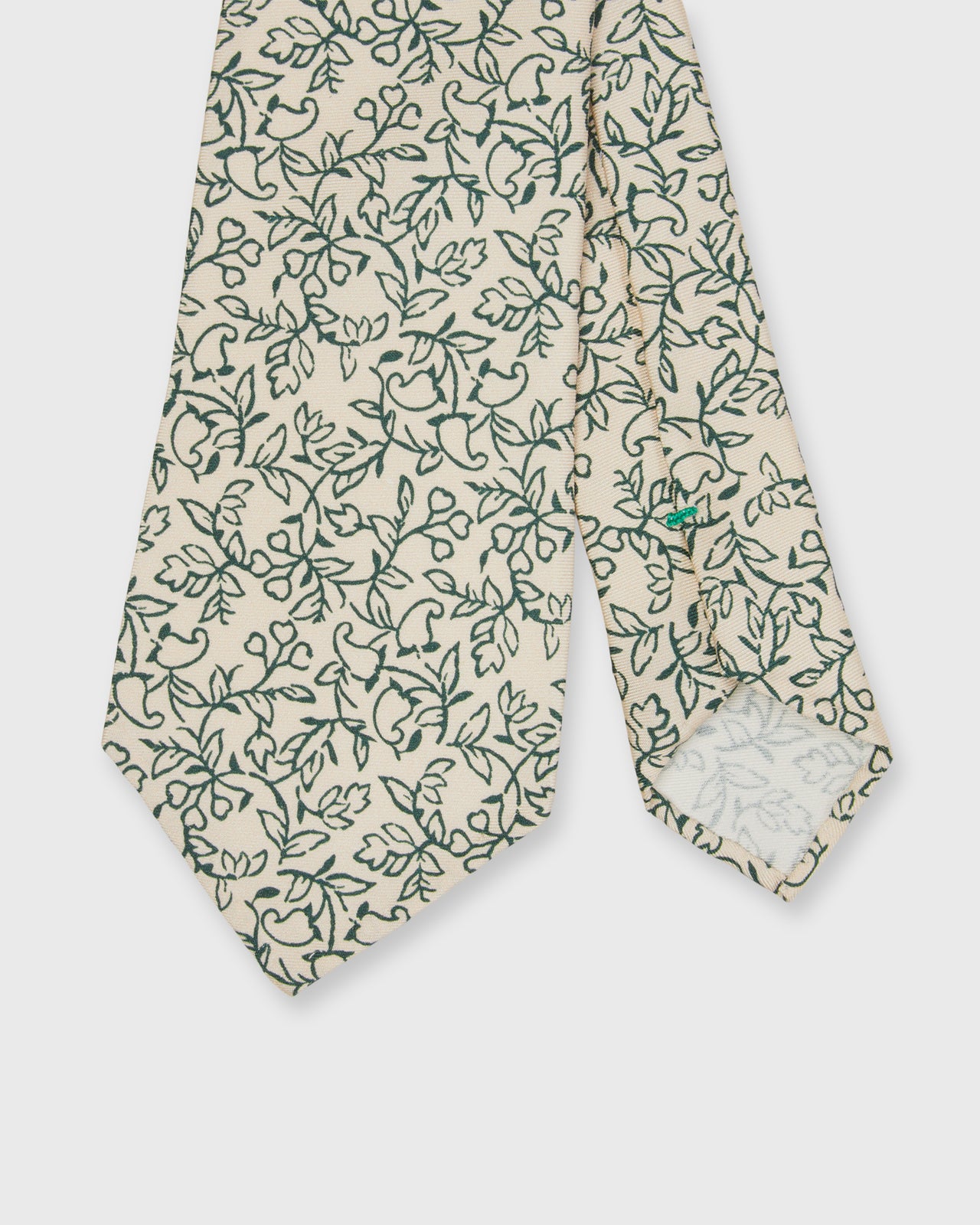 Silk Print Tie in Bone/Lake Green Floral