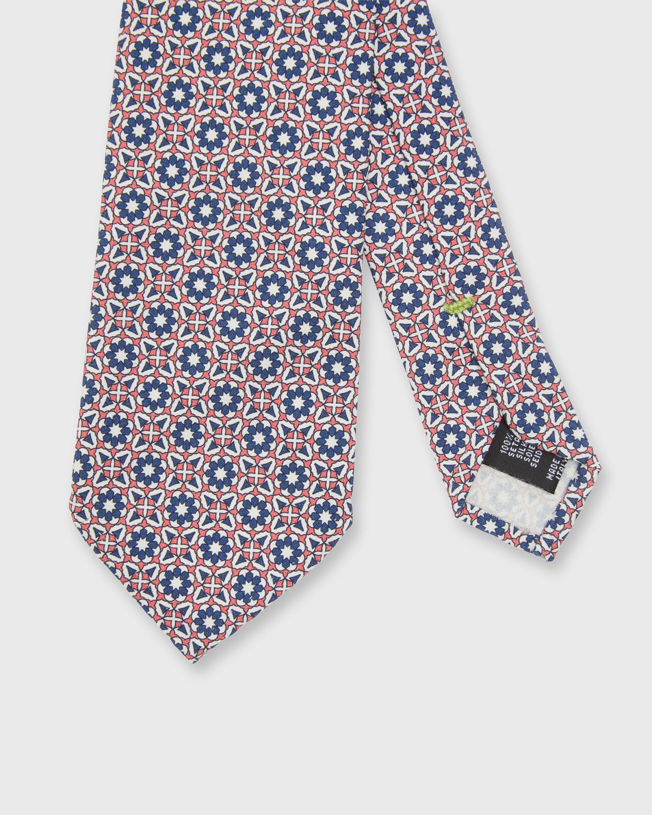 Silk Print Tie in Coral/Navy/White Kaleidoscope