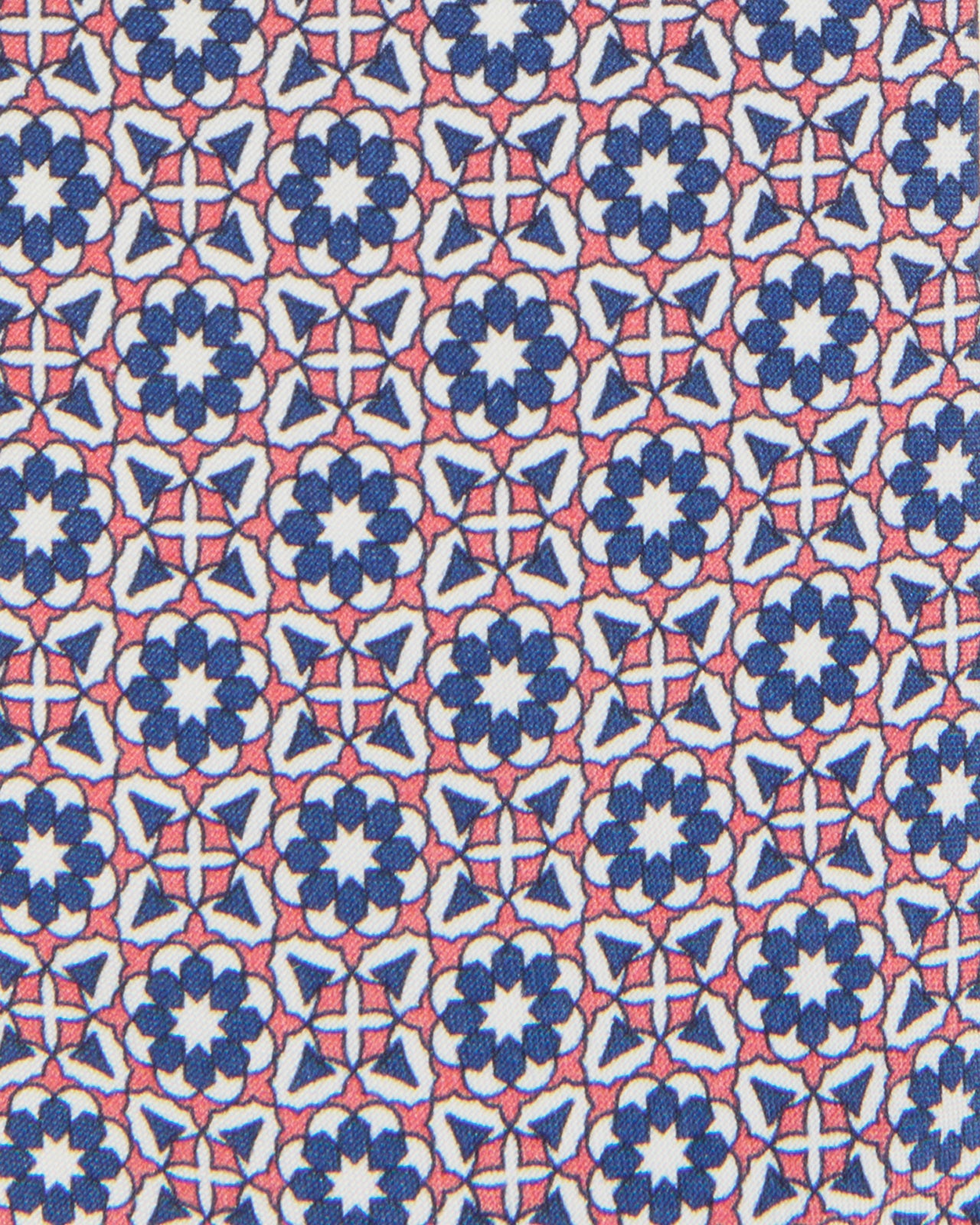 Silk Print Tie in Coral/Navy/White Kaleidoscope