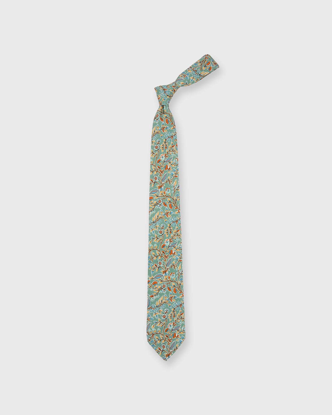 Silk Print Tie in Sage/Periwinkle/Salmon Floral