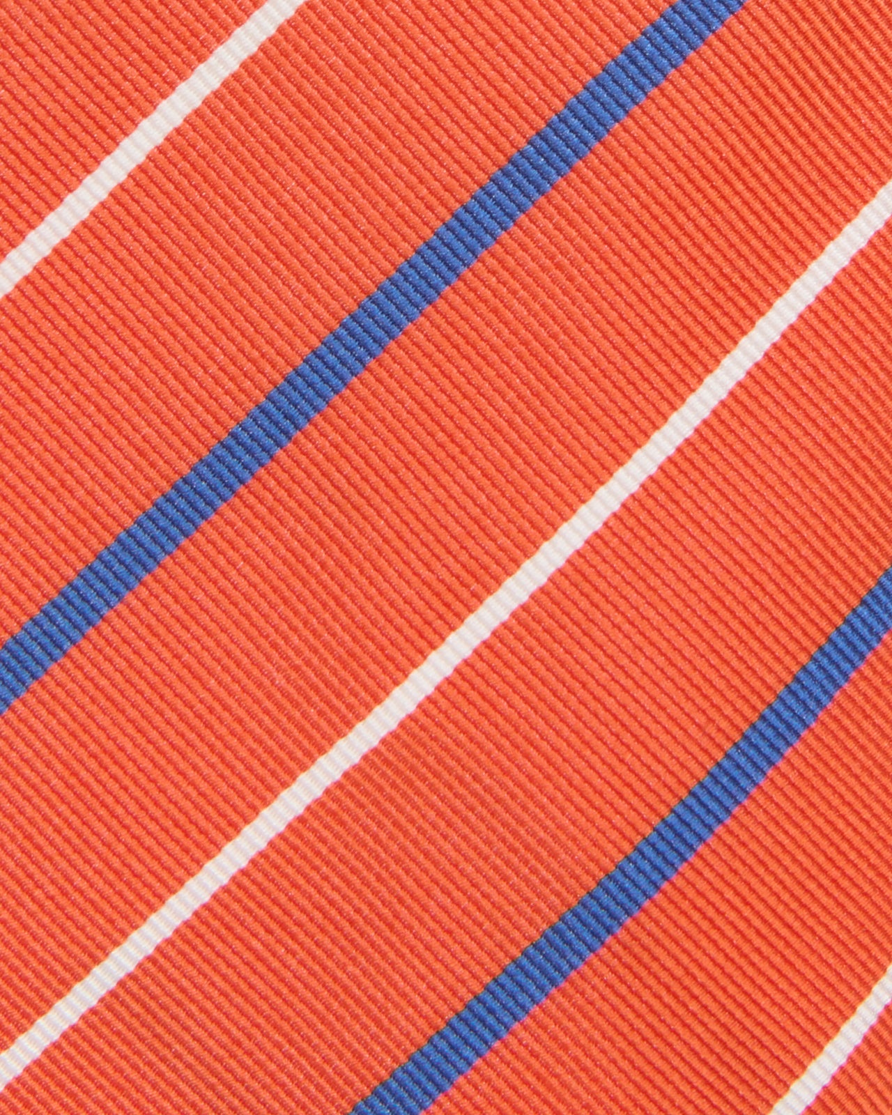 Silk Woven Tie in Orange/Blue/White Stripe