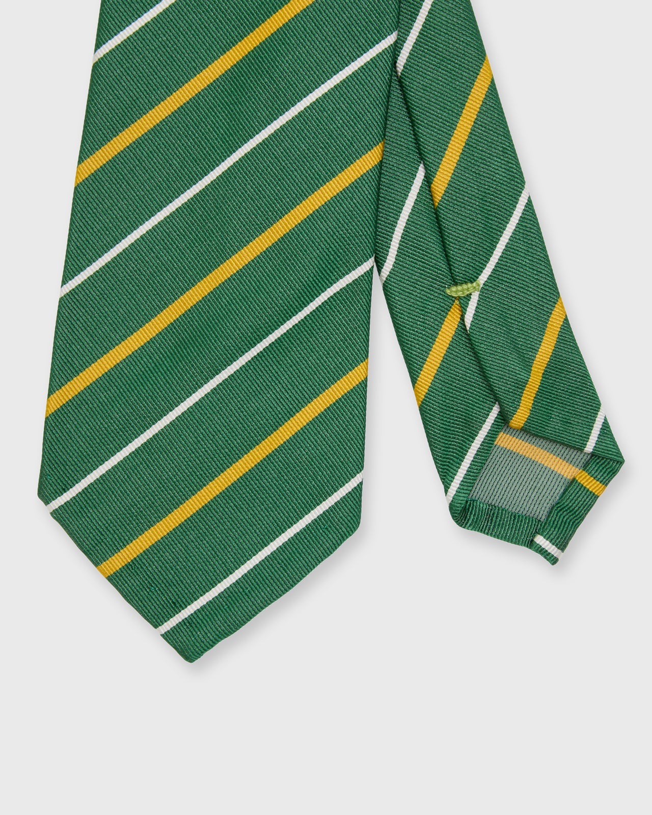 Silk Woven Tie in Green/Yellow/White Stripe