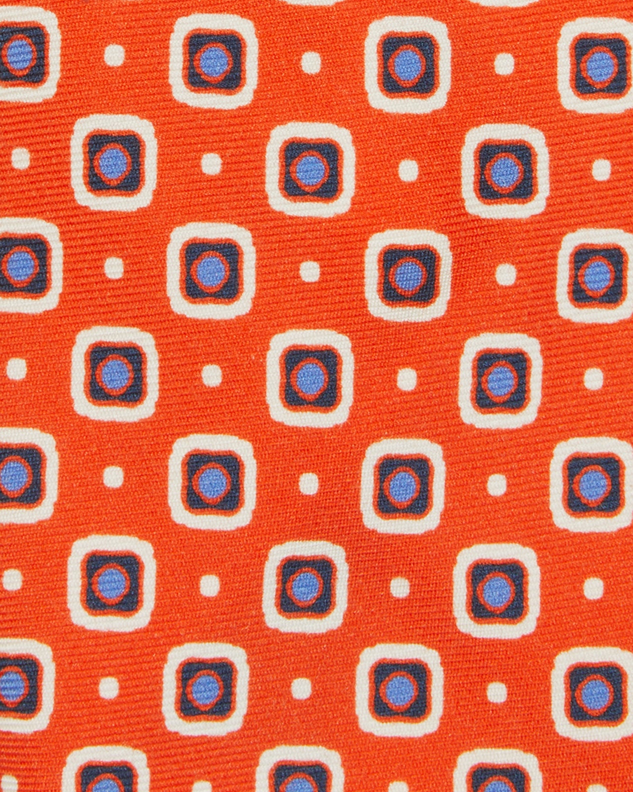 Silk Print Tie in Melon/Blue/Bone Square
