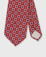 Load image into Gallery viewer, Silk Print Tie in Raspberry/Blue/Bone Square

