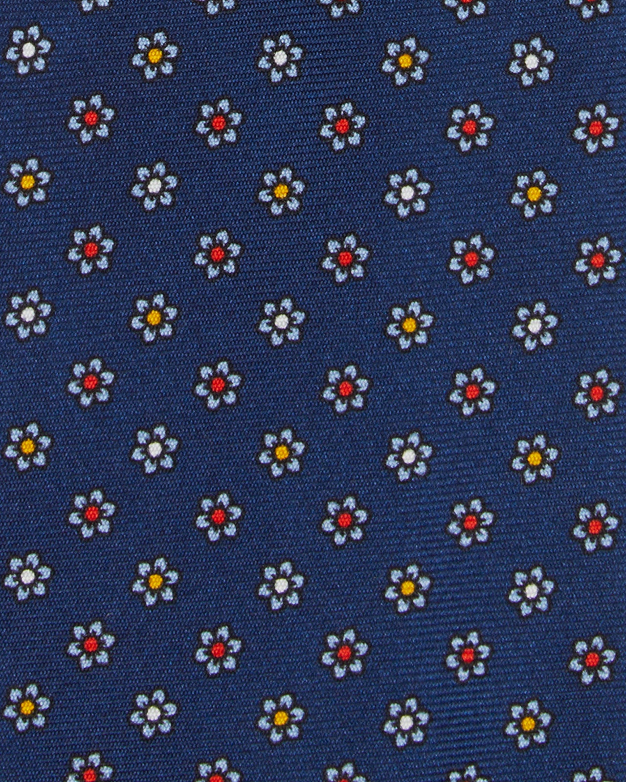 Silk Print Tie in Navy/Sky Multi Flower