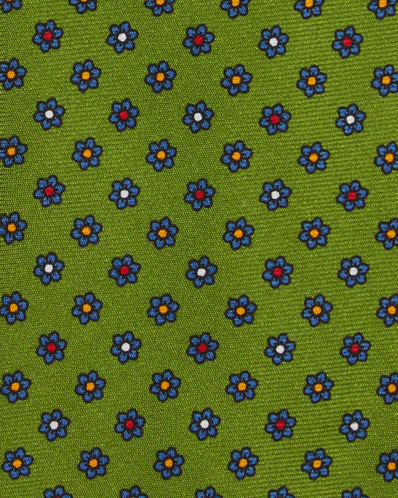 Silk Print Tie in Moss/Navy Multi Flower