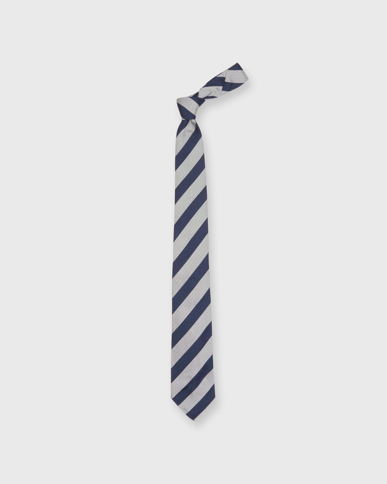 Silk Woven Tie in Navy/Chalk Awning Stripe