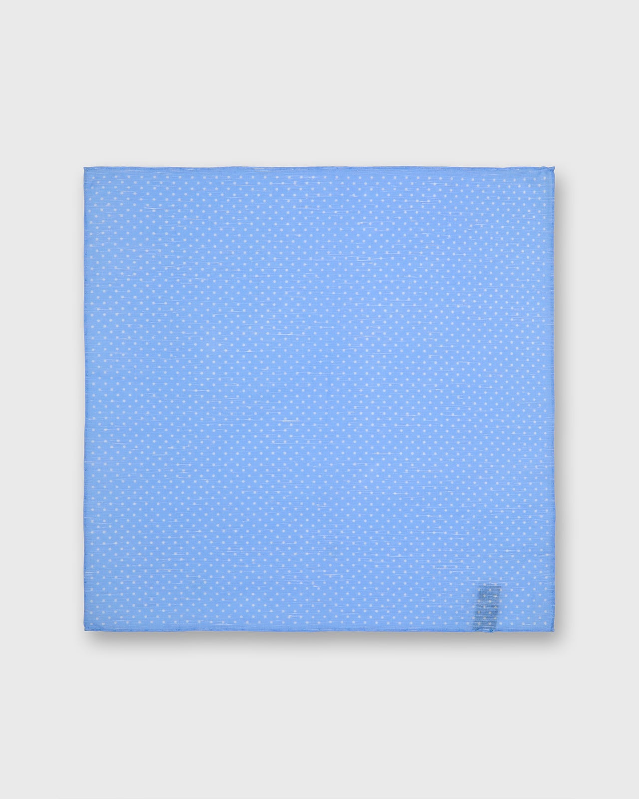 Hand-Rolled Linen/Cotton Pocket Square in Sky/White Dots