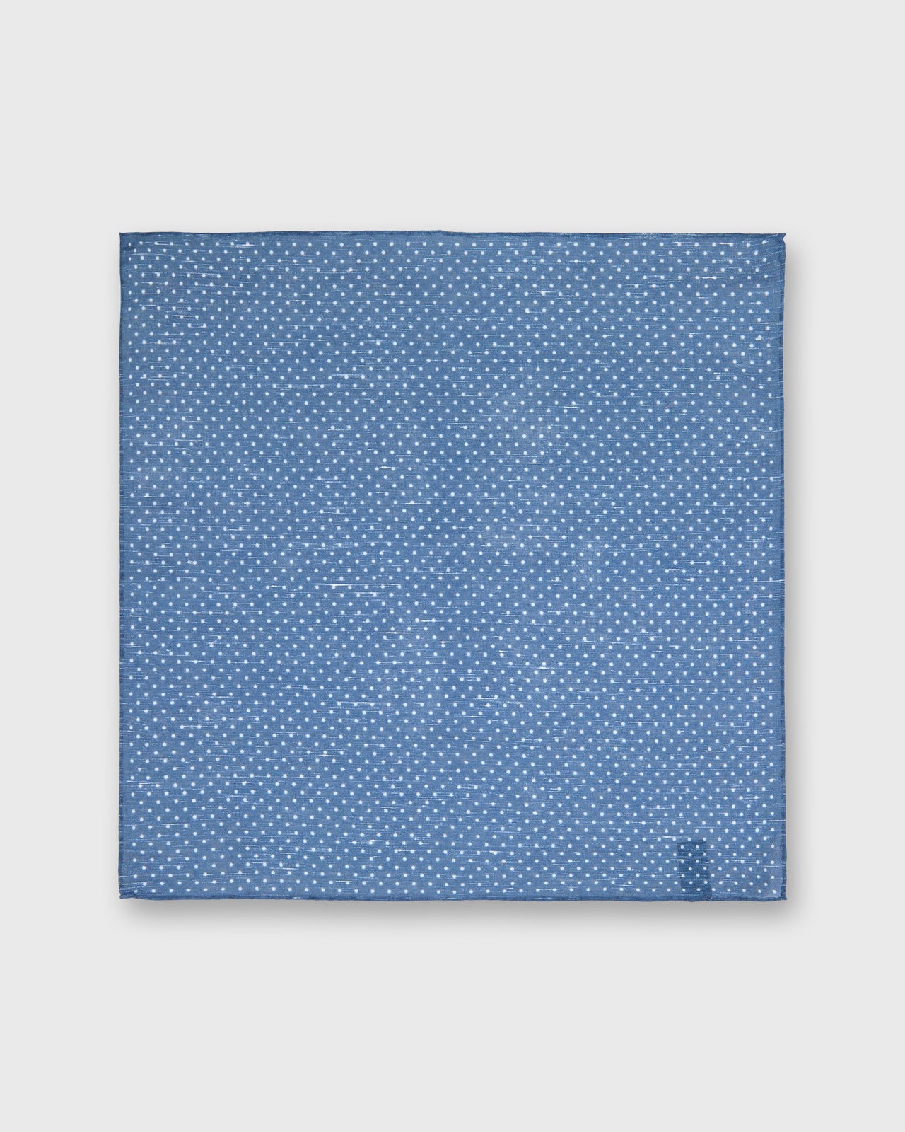 Hand-Rolled Linen/Cotton Pocket Square in Denim/White Dots
