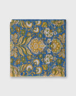 Load image into Gallery viewer, Hand-Rolled Linen/Cotton Pocket Square in Blue/Green/Yellow Floral
