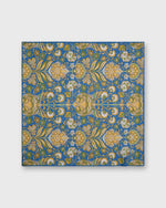 Load image into Gallery viewer, Hand-Rolled Linen/Cotton Pocket Square in Blue/Green/Yellow Floral
