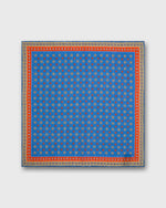 Load image into Gallery viewer, Hand-Rolled Linen/Cotton Pocket Square in Blue/Tomato/Taupe Flower
