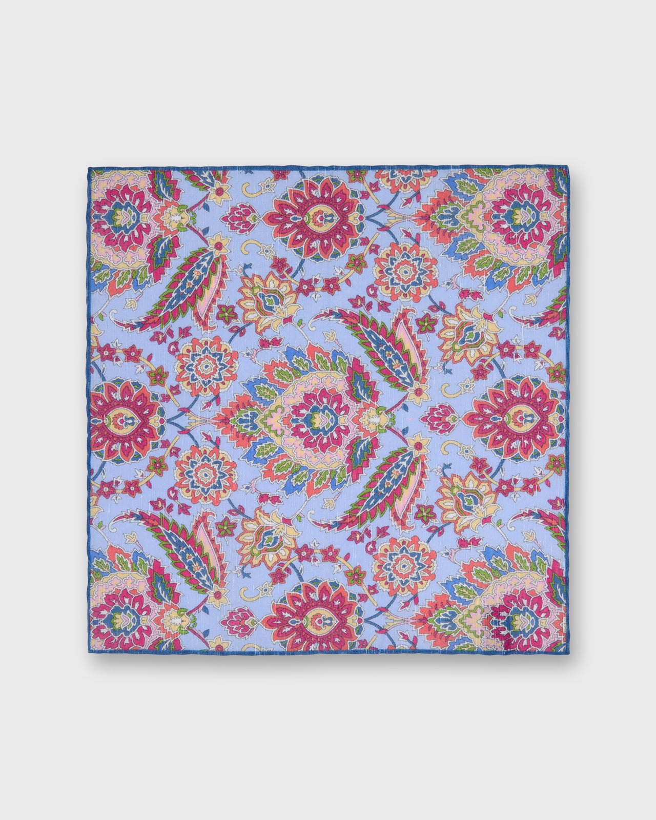 Hand-Rolled Linen/Cotton Pocket Square in Lilac/Multi Floral