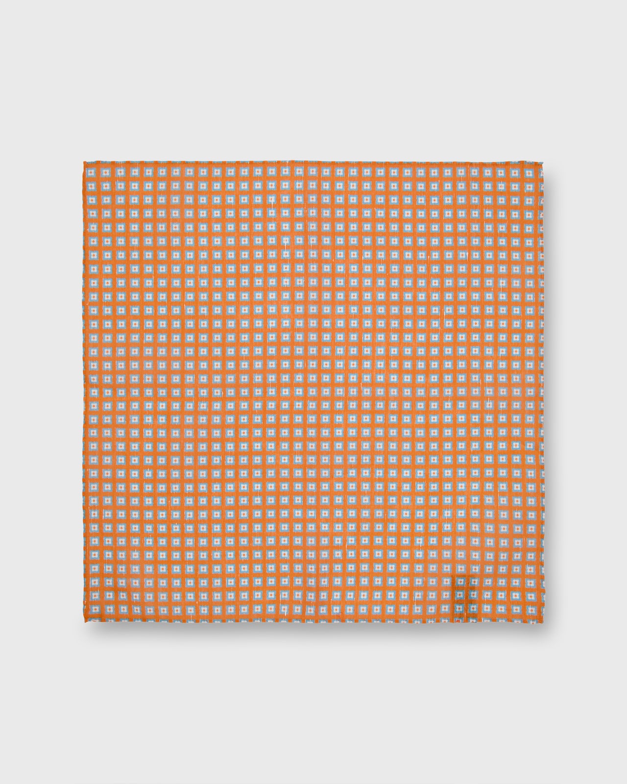Hand-Rolled Linen/Cotton Pocket Square in Apricot/French Blue Foulard