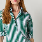 Load image into Gallery viewer, Made-to-Order Fabric in Green Awning Stripe Poplin
