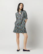 Load image into Gallery viewer, Elbow-Sleeved Frill Dress in Navy/Multi Fairytale Forest Liberty Fabric
