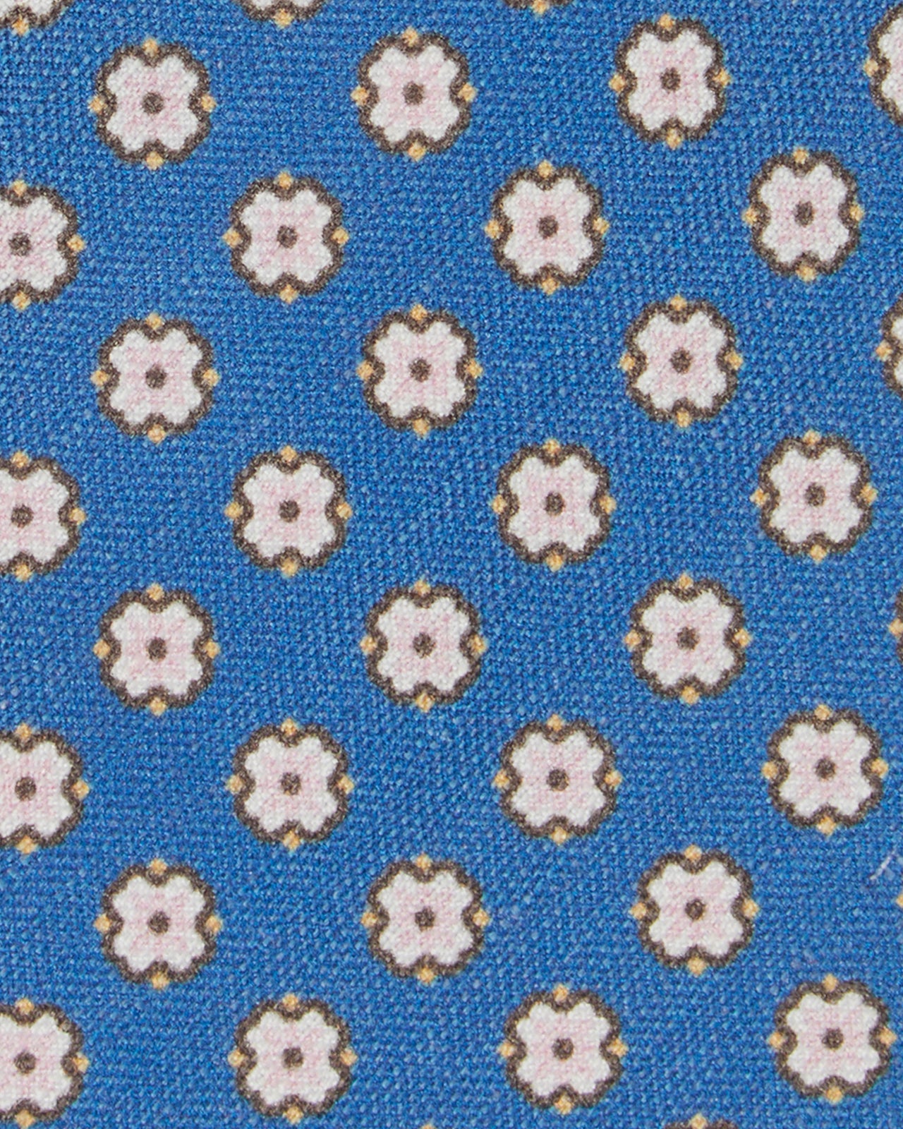 Silk/Linen Print Tie in Blue/Pale Pink Foulard
