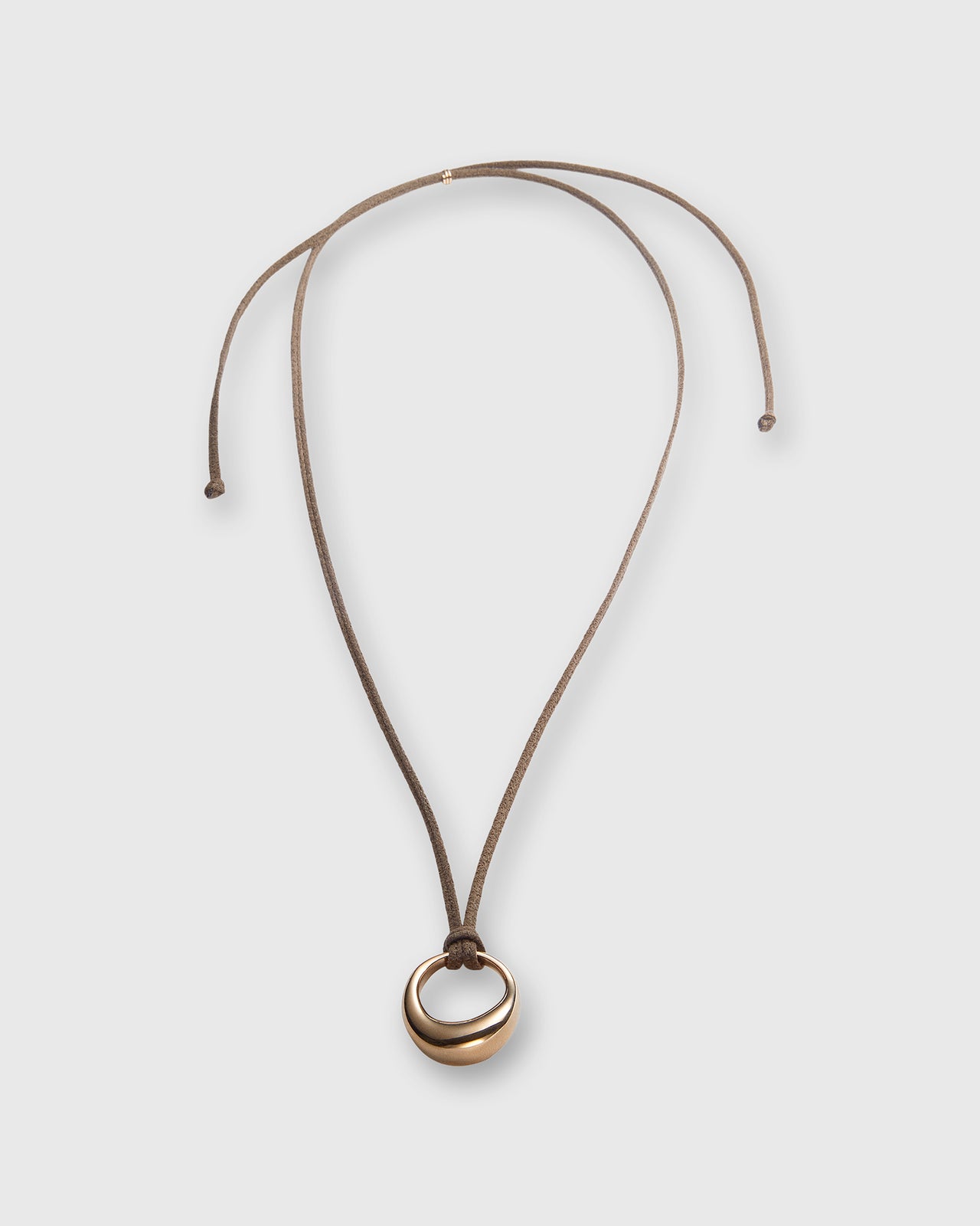 Organic Ring Pendant Necklace in Gold/Dark Brown
