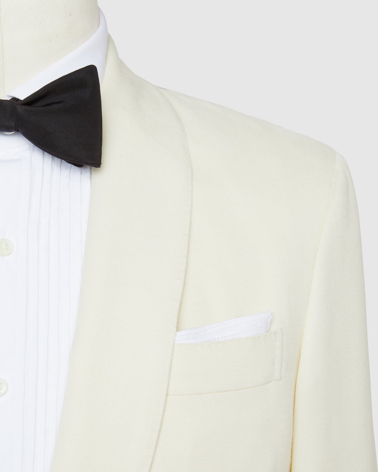 Virgil No. 3 Shawl Collar Dinner Jacket in Ivory Wool Barathea