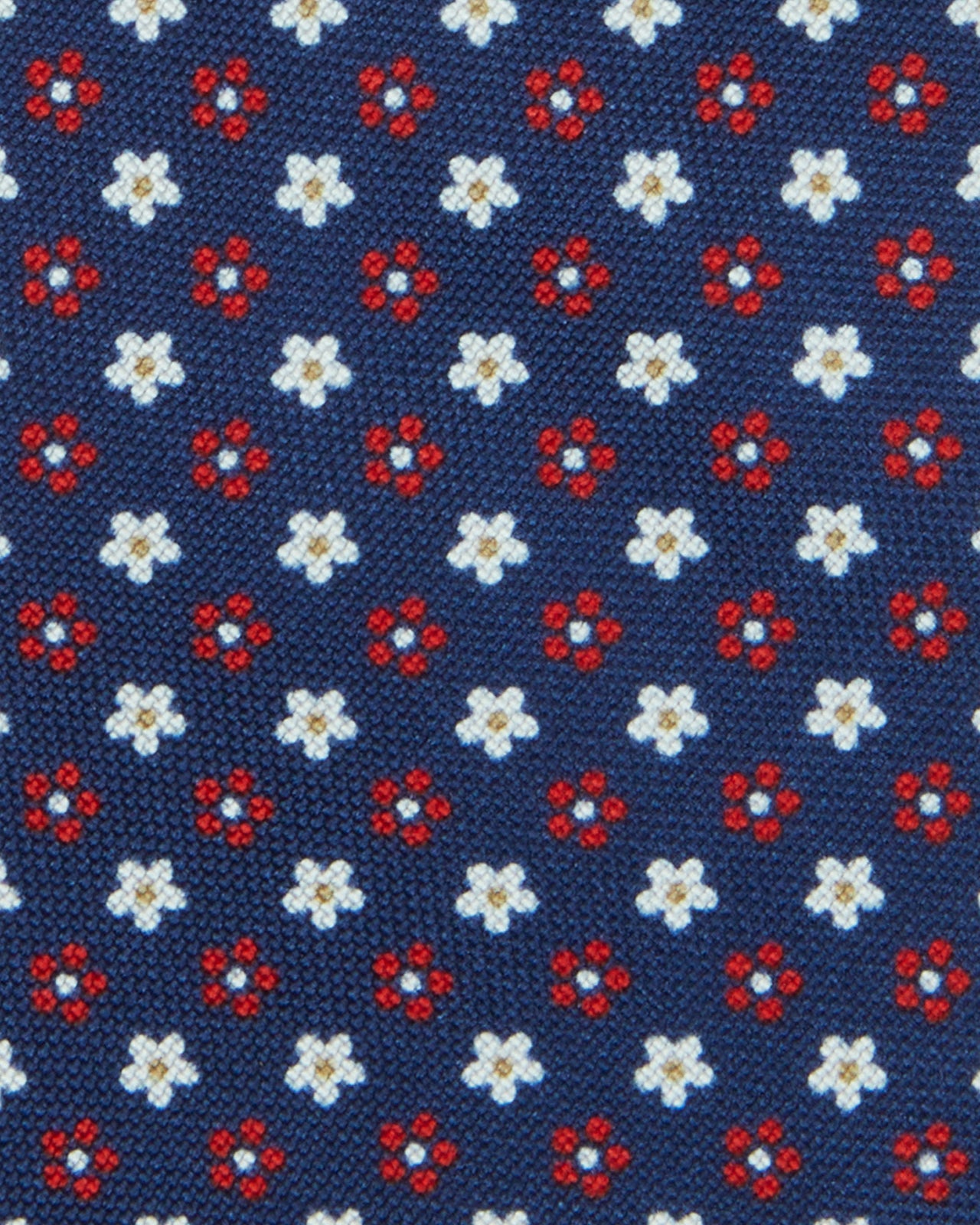 Silk Print Tie in Navy/Red/Bone Flower