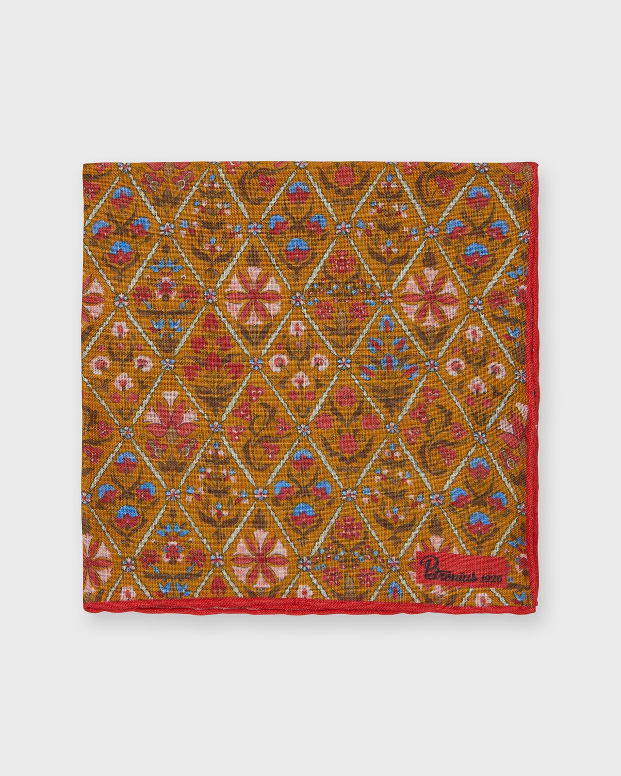 Linen Pocket Square in Orange Multi Mosaic