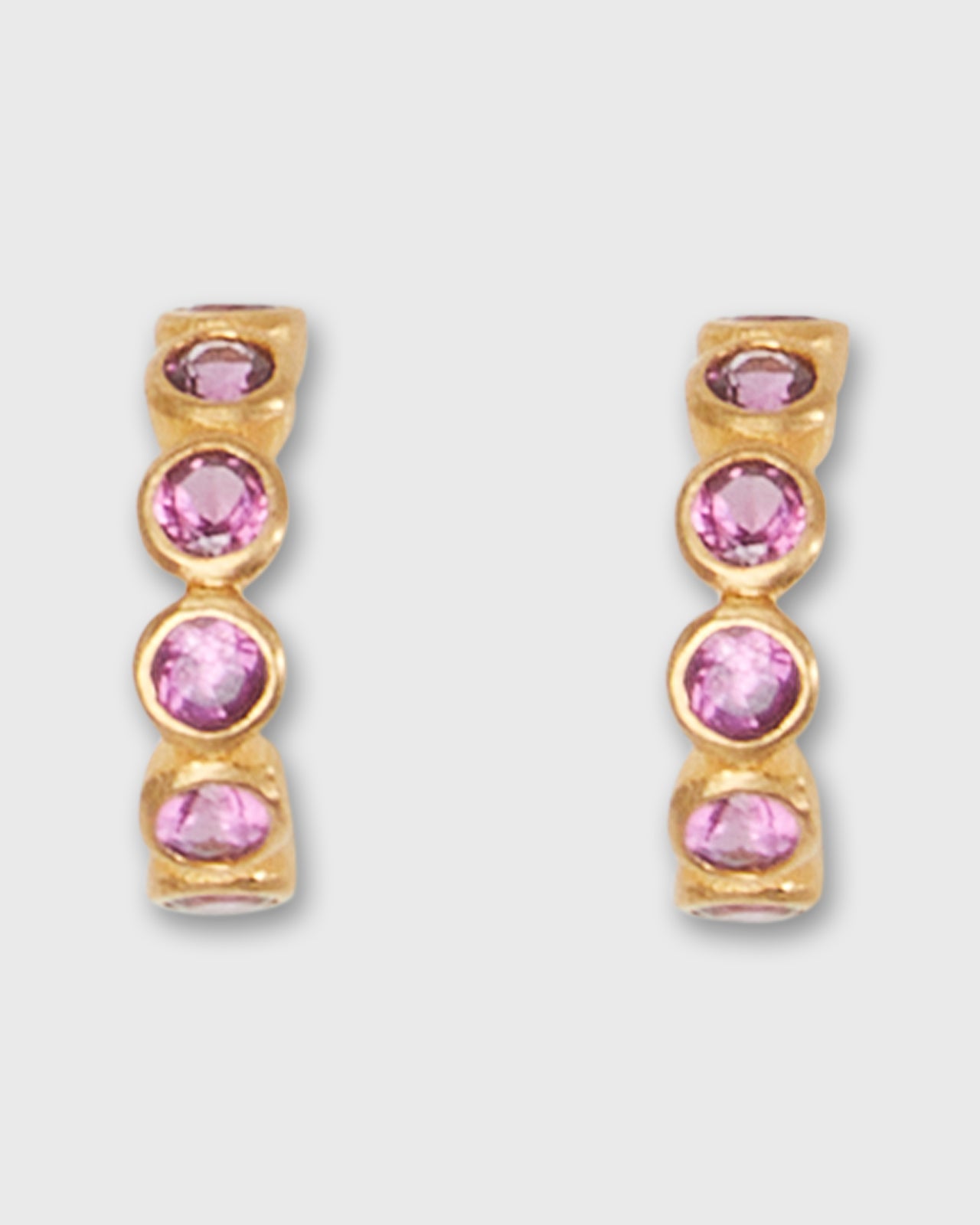 Mini Bollywood Hoop Earrings in Rhodolite