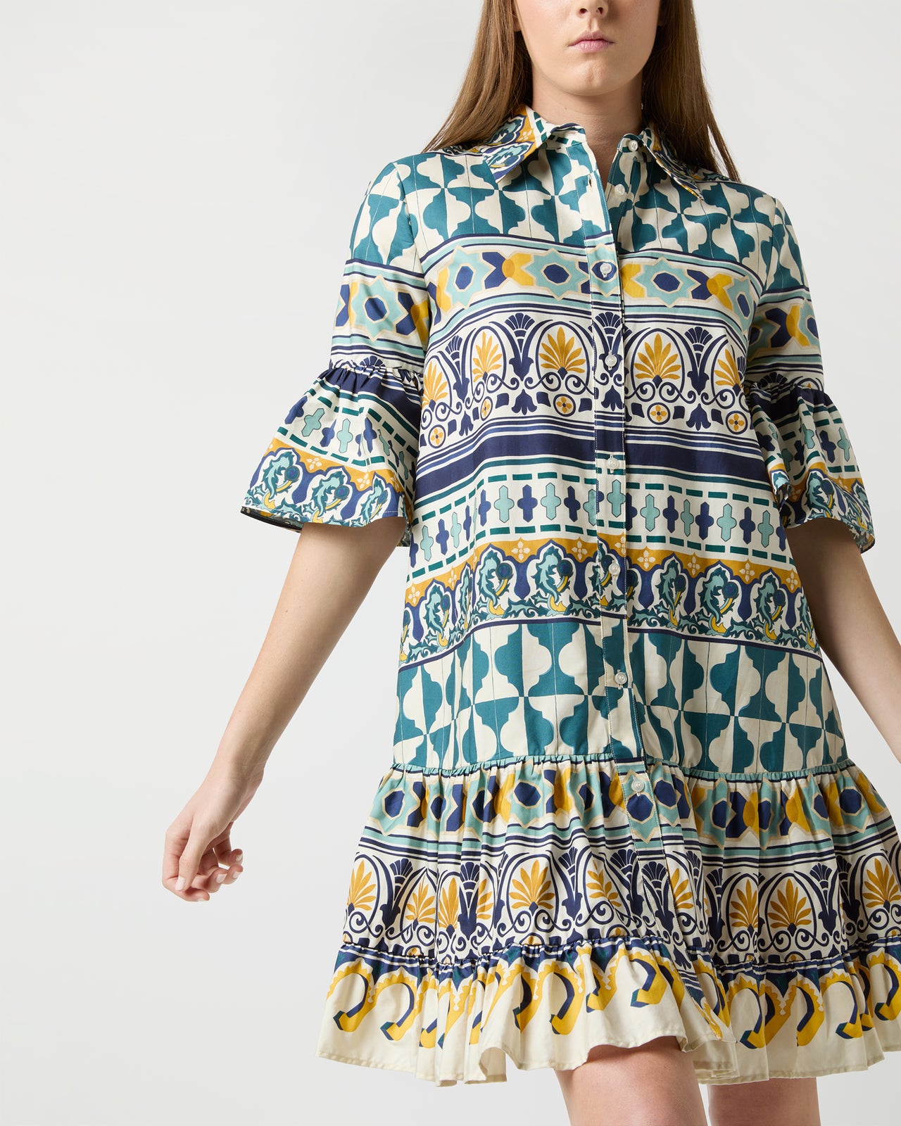Choux Dress in Cream Casareale Small Cotton Summer Popeline