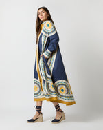 Load image into Gallery viewer, Sundowner Dress in Blue Mudejar Placée Cotton Popeline
