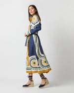 Load image into Gallery viewer, Sundowner Dress in Blue Mudejar Placée Cotton Popeline
