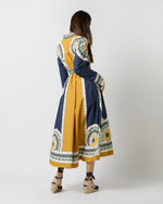 Load image into Gallery viewer, Sundowner Dress in Blue Mudejar Placée Cotton Popeline
