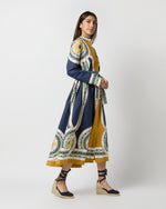Load image into Gallery viewer, Sundowner Dress in Blue Mudejar Placée Cotton Popeline
