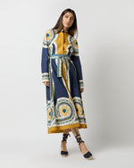 Load image into Gallery viewer, Sundowner Dress in Blue Mudejar Placée Cotton Popeline

