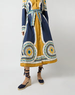 Load image into Gallery viewer, Sundowner Dress in Blue Mudejar Placée Cotton Popeline

