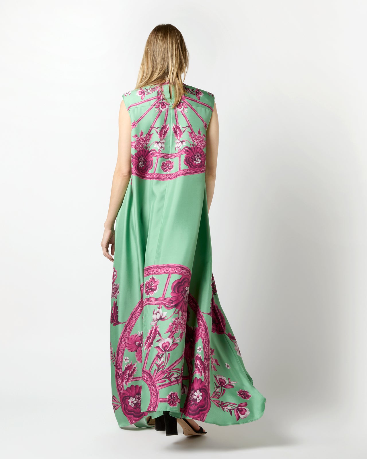San Carlo Dress in Aquamarine Zodiac Placée Silk Twill