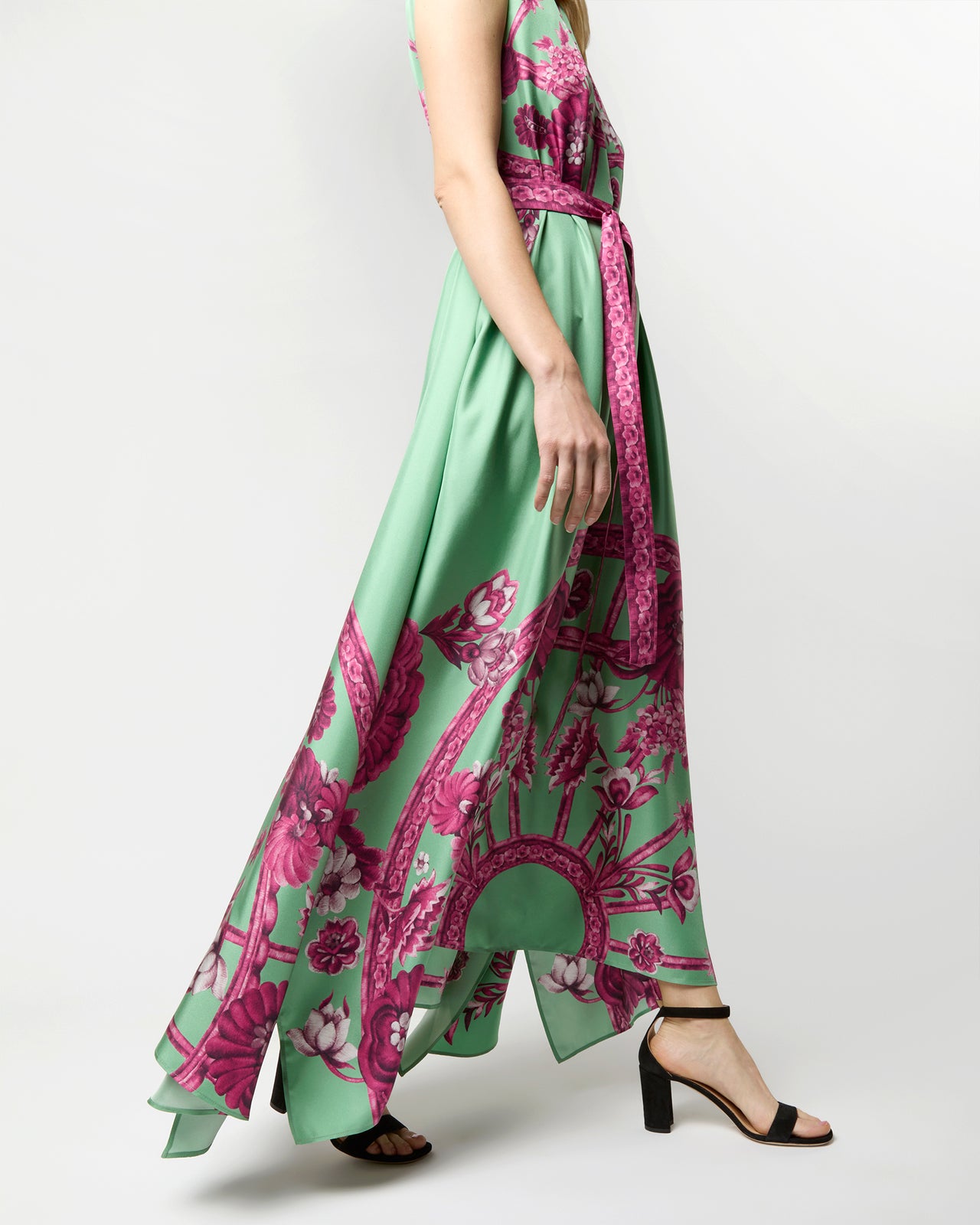 San Carlo Dress in Aquamarine Zodiac Placée Silk Twill