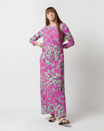 Load image into Gallery viewer, Long Sleeve Swing Dress in Aquamarine Zodiac Placée Viscose Sablé

