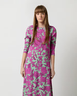 Load image into Gallery viewer, Long Sleeve Swing Dress in Aquamarine Zodiac Placée Viscose Sablé

