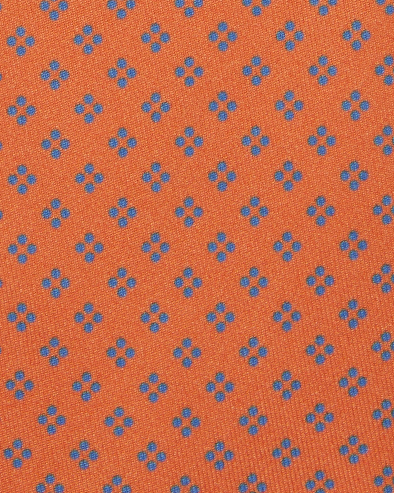 Silk Print Tie in Orange/Blue Dot Square