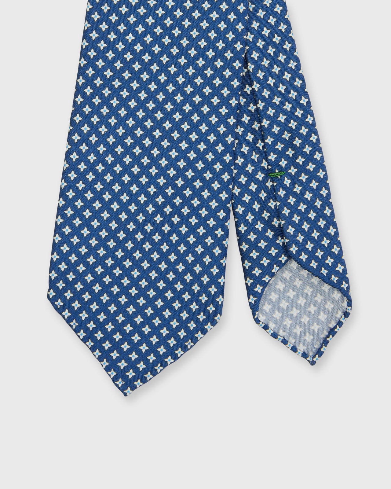 Silk Print Tie in Navy/Bone/Sky Pinwheel