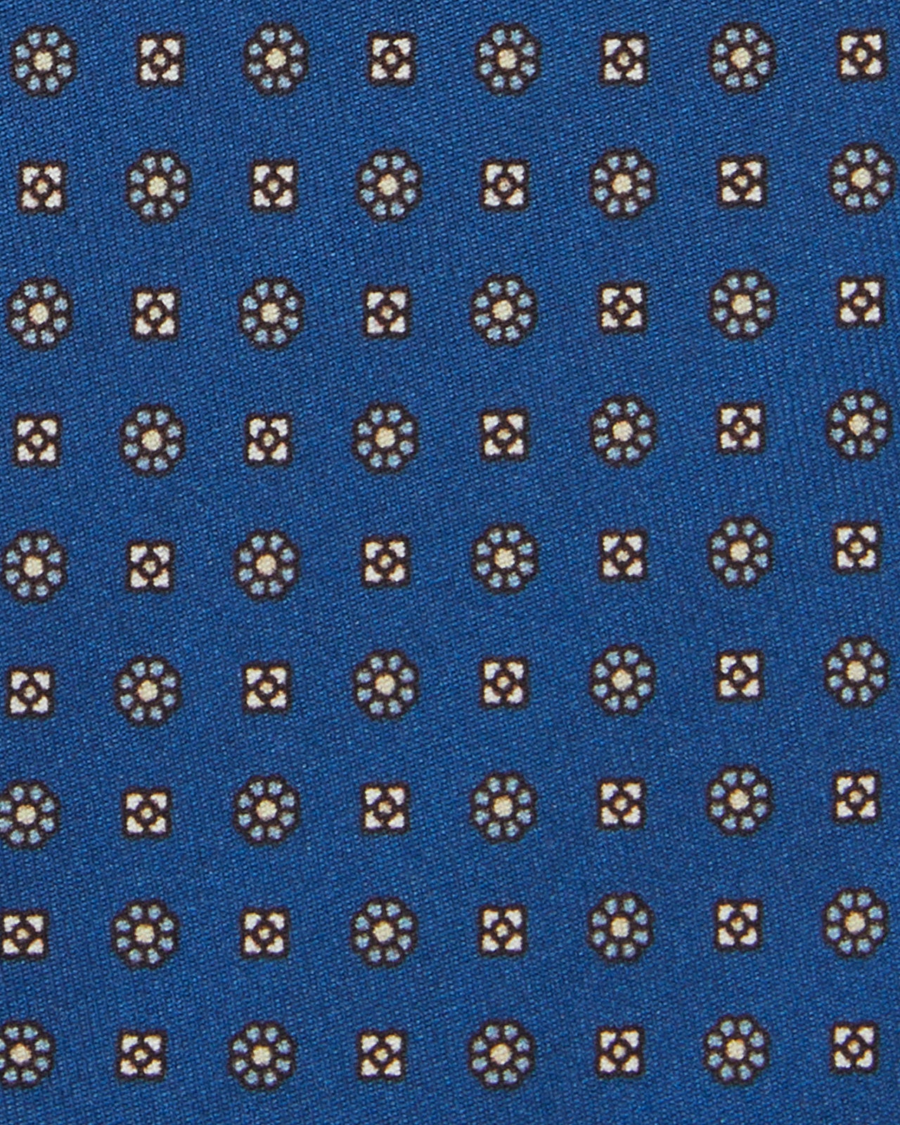 Silk Print Tie in Blue/Oat Foulard